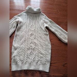 Cozy Cable Knit Turtleneck Sweater Dress